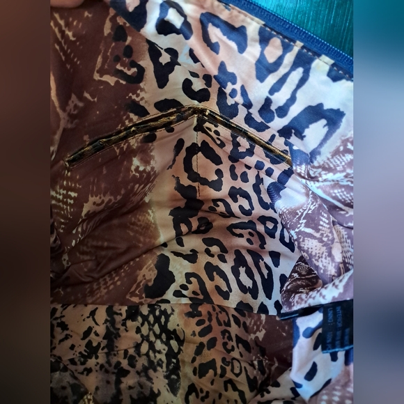 Rare Vintage Sharif Large Embroidered Denim Leather Jaguar Studded Shoulder Bag - Picture 12 of 14